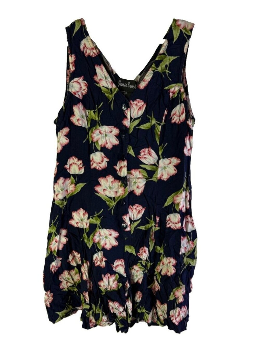 Vintage 80s Romper Playsuit Floral Button Flowy Grunge Cottagecore